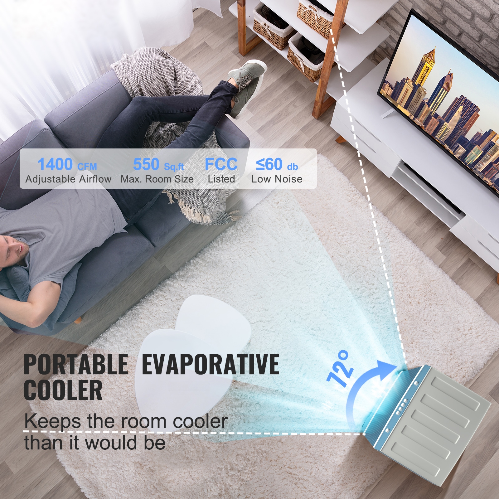 Evaporative Air Cooler Portable Oscillating Cooler For Home Use_voghion.com